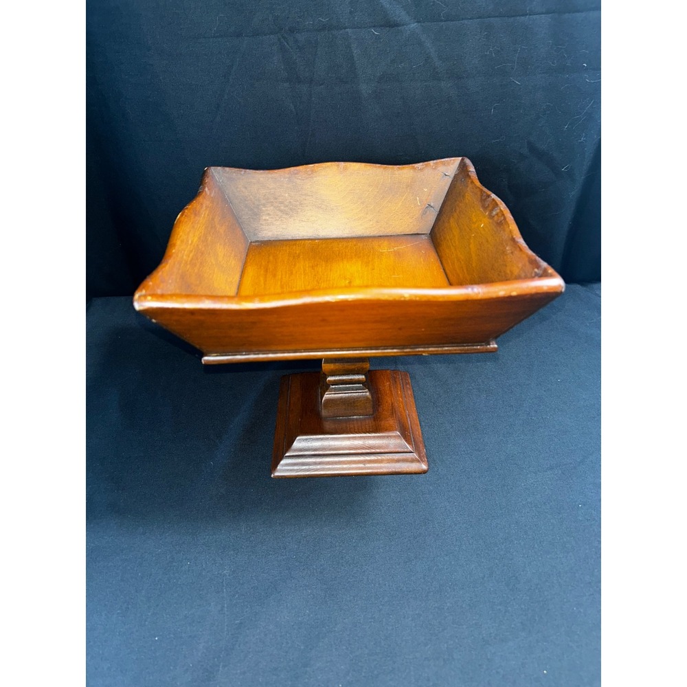 Vintage Wooden‎ Fruit Bowl Pedestal Stand Decorative Accent Table Centerpiece